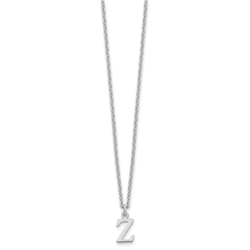 Sterling Silver Rhodium Plated Cutout Letter Z Initial Necklace