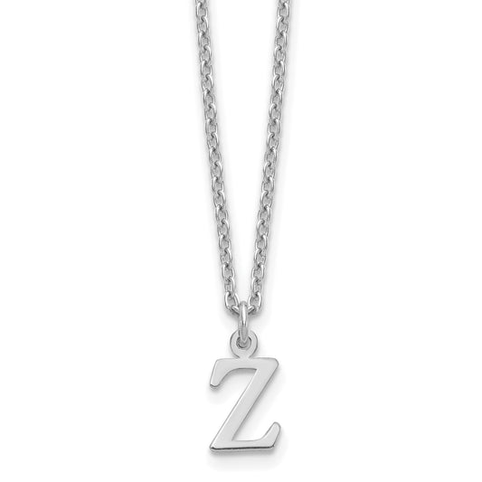 Sterling Silver Rhodium Plated Cutout Letter Z Initial Necklace