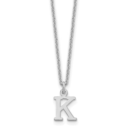 14K White Gold 14Kw Cutout Letter K Initial Necklace