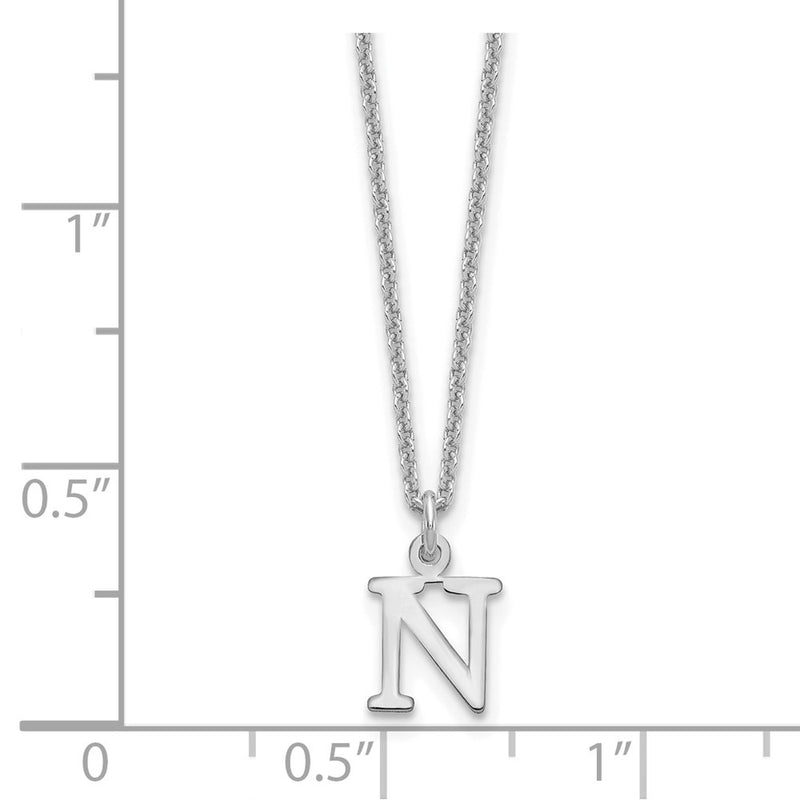 10K White Gold 10Kw Cutout Letter N Initial Necklace