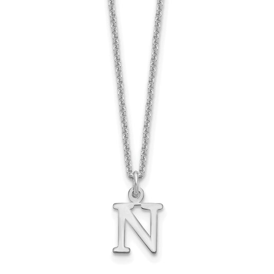 14K White Gold 14Kw Cutout Letter N Initial Necklace