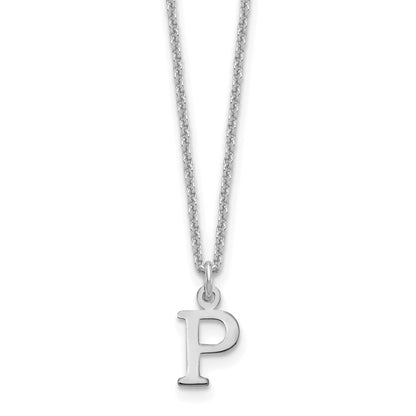 14K White Gold 14Kw Cutout Letter P Initial Necklace