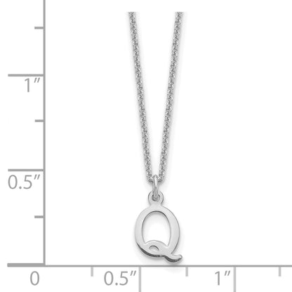 14K White Gold 14Kw Cutout Letter Q Initial Necklace
