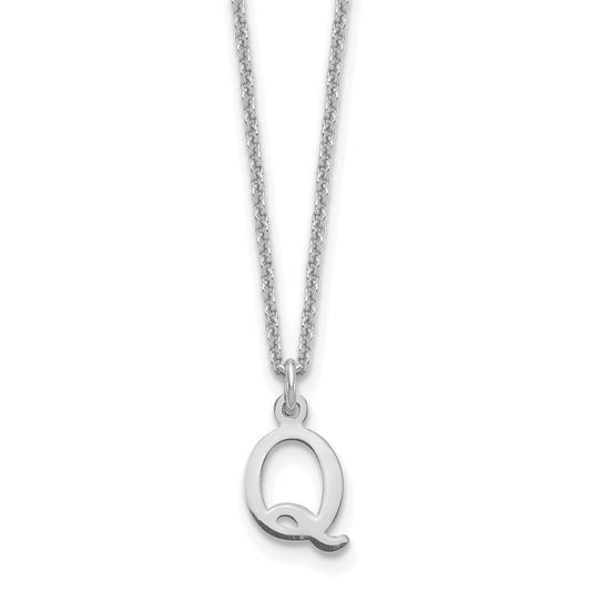 14K White Gold 14Kw Cutout Letter Q Initial Necklace
