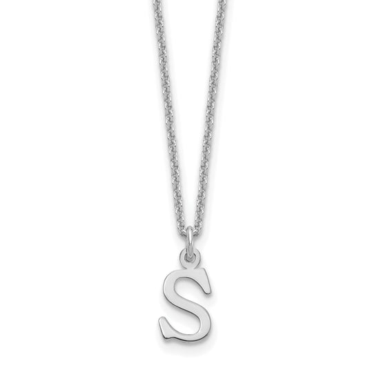 14K White Gold 14Kw Cutout Letter S Initial Necklace