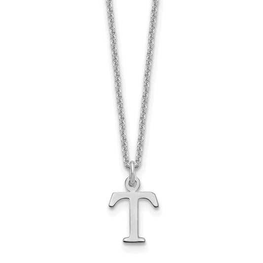 10K White Gold 10Kw Cutout Letter T Initial Necklace