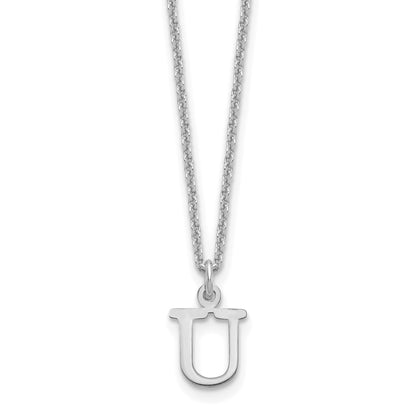 10K White Gold 10Kw Cutout Letter U Initial Necklace