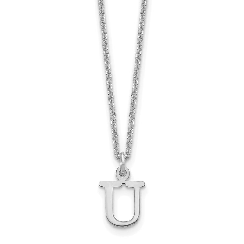 10K White Gold 10Kw Cutout Letter U Initial Necklace