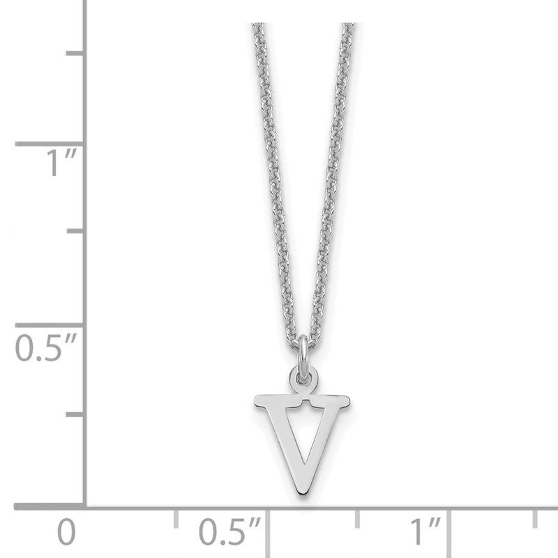 14K White Gold 14Kw Cutout Letter V Initial Necklace