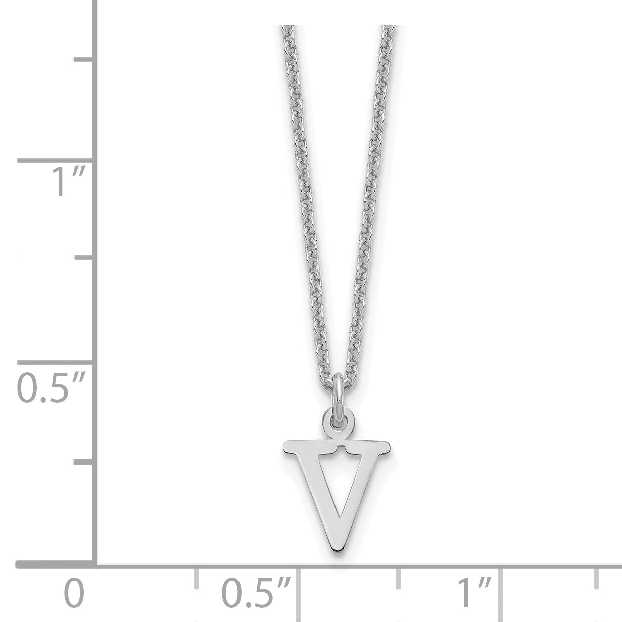 14K White Gold 14Kw Cutout Letter V Initial Necklace
