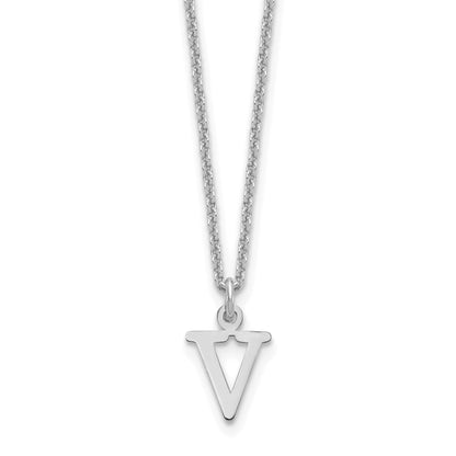 10K White Gold 10Kw Cutout Letter V Initial Necklace