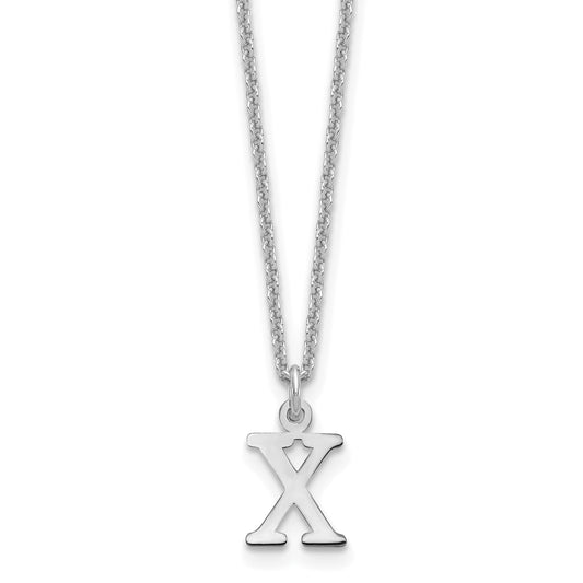 10K White Gold 10Kw Cutout Letter X Initial Necklace