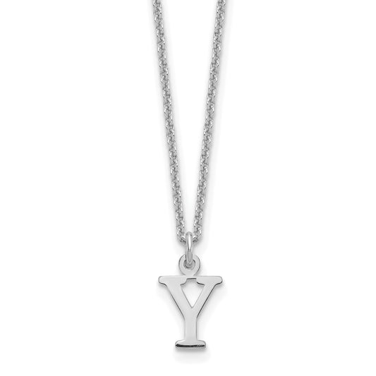14K White Gold 14Kw Cutout Letter Y Initial Necklace