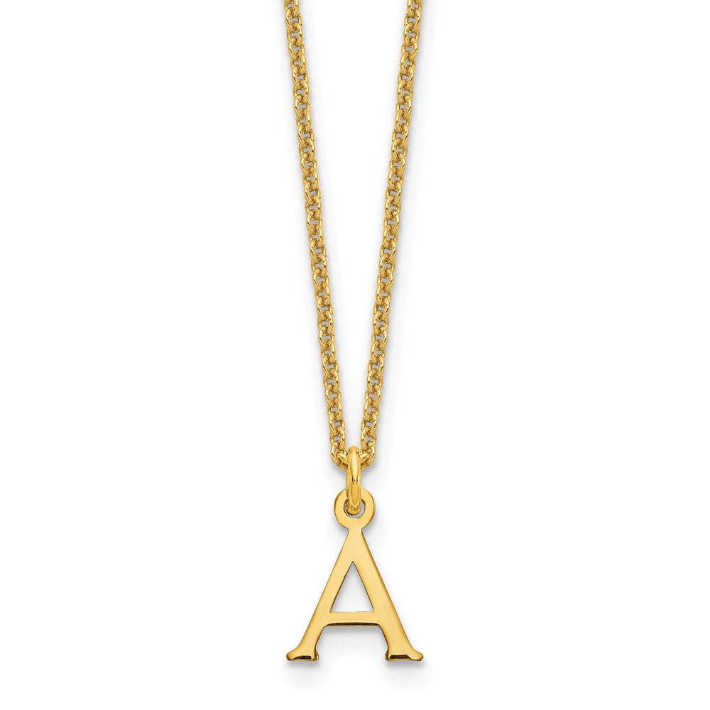 14K Yellow Gold 14Ky Cutout Letter A Initial Necklace