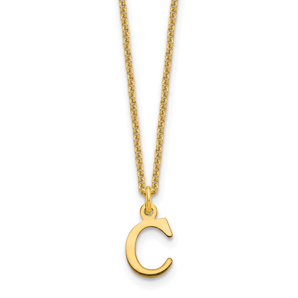 14K Yellow Gold 14Ky Cutout Letter C Initial Necklace