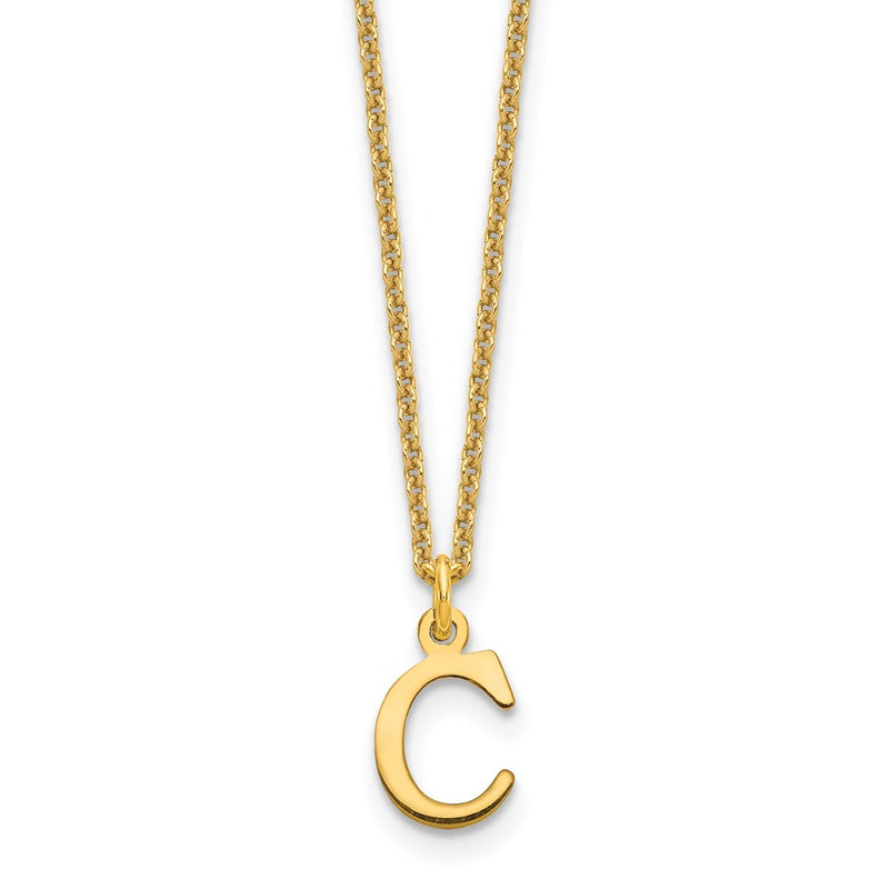 14K Yellow Gold 14Ky Cutout Letter C Initial Necklace