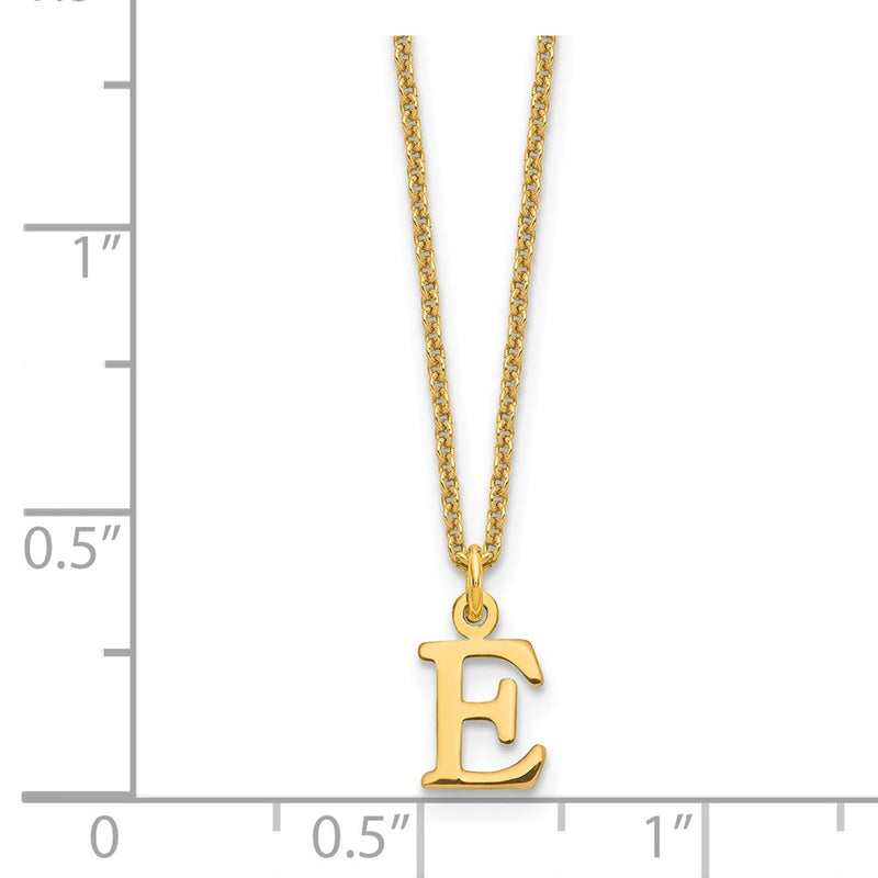 14K Yellow Gold 14Ky Cutout Letter E Initial Necklace