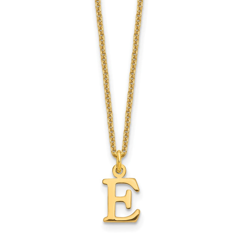 14K Yellow Gold 14Ky Cutout Letter E Initial Necklace