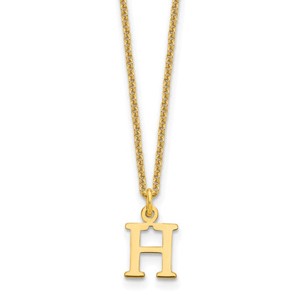 14K Yellow Gold 14Ky Cutout Letter H Initial Necklace