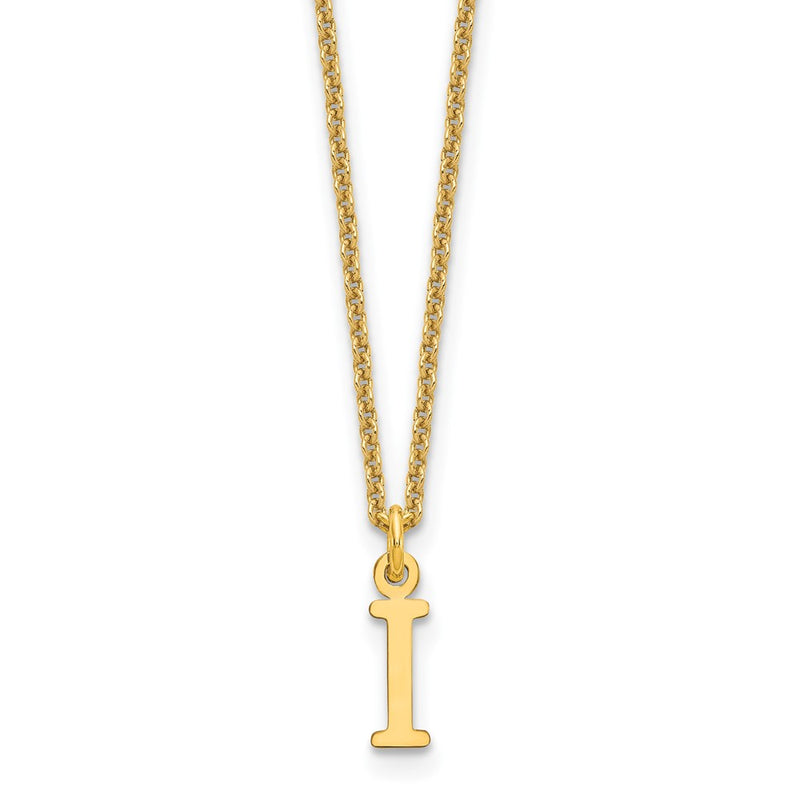 14K Yellow Gold 14Ky Cutout Letter I Initial Necklace