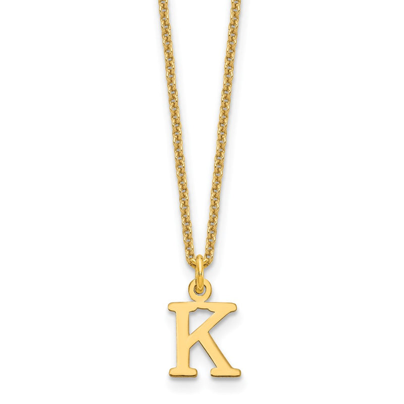 14K Yellow Gold 14Ky Cutout Letter K Initial Necklace