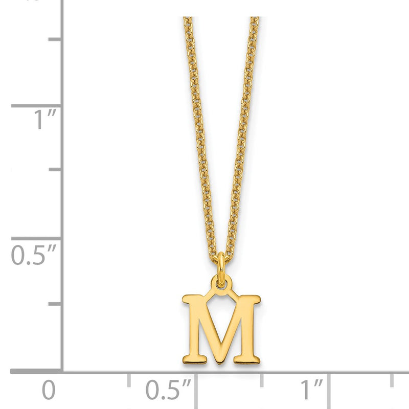 14K Yellow Gold 14Ky Cutout Letter M Initial Necklace