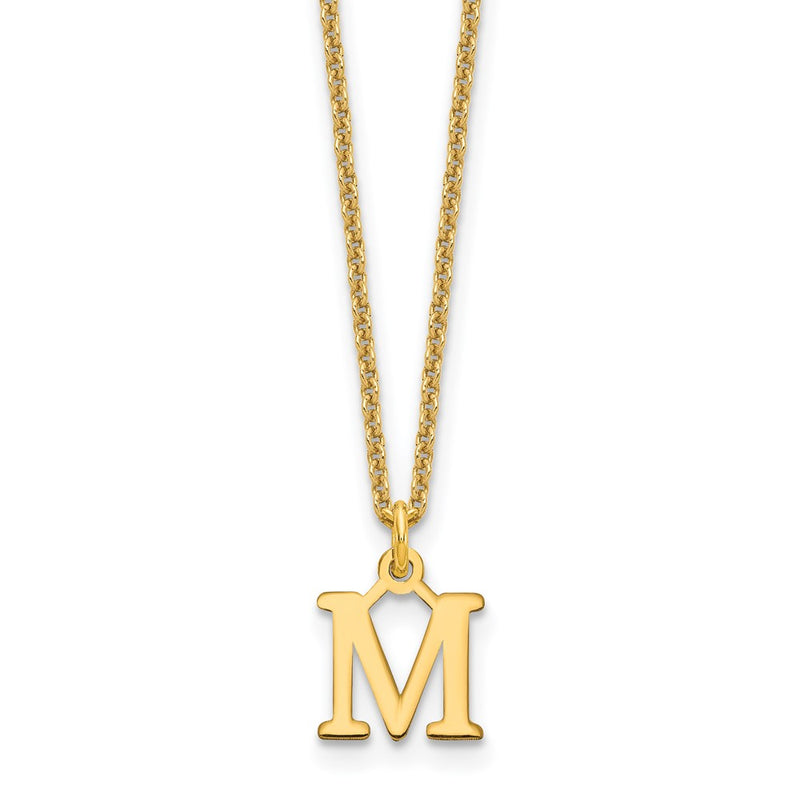 14K Yellow Gold 14Ky Cutout Letter M Initial Necklace