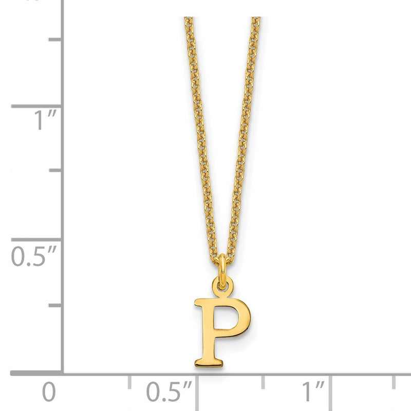 14K Yellow Gold 14Ky Cutout Letter P Initial Necklace