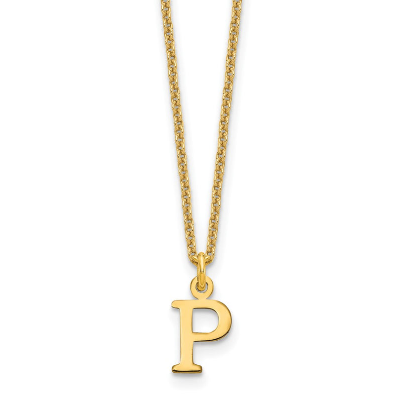 14K Yellow Gold 14Ky Cutout Letter P Initial Necklace