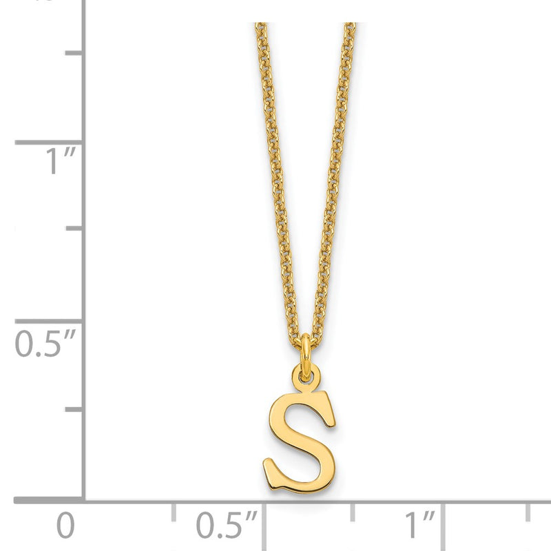 14K Yellow Gold 14Ky Cutout Letter S Initial Necklace
