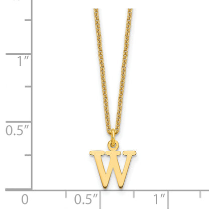 14K Yellow Gold 14Ky Cutout Letter W Initial Necklace