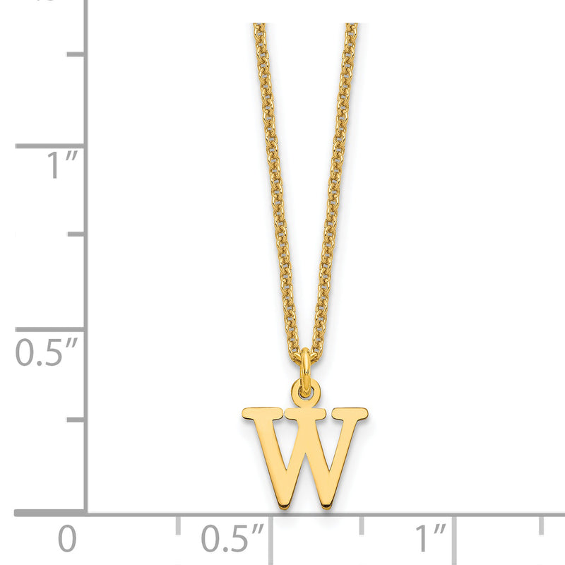 14K Yellow Gold 14Ky Cutout Letter W Initial Necklace