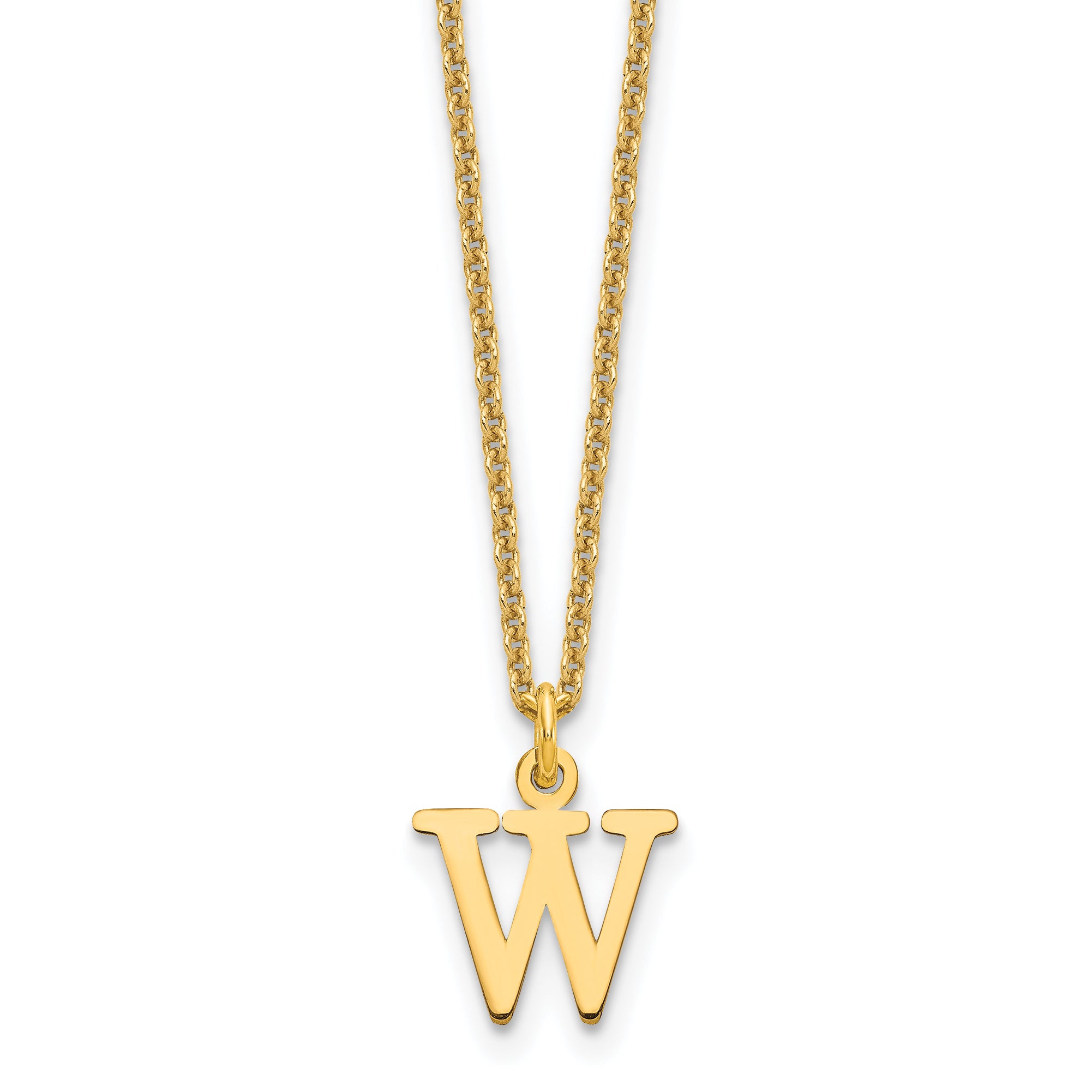 14K Yellow Gold 14Ky Cutout Letter W Initial Necklace