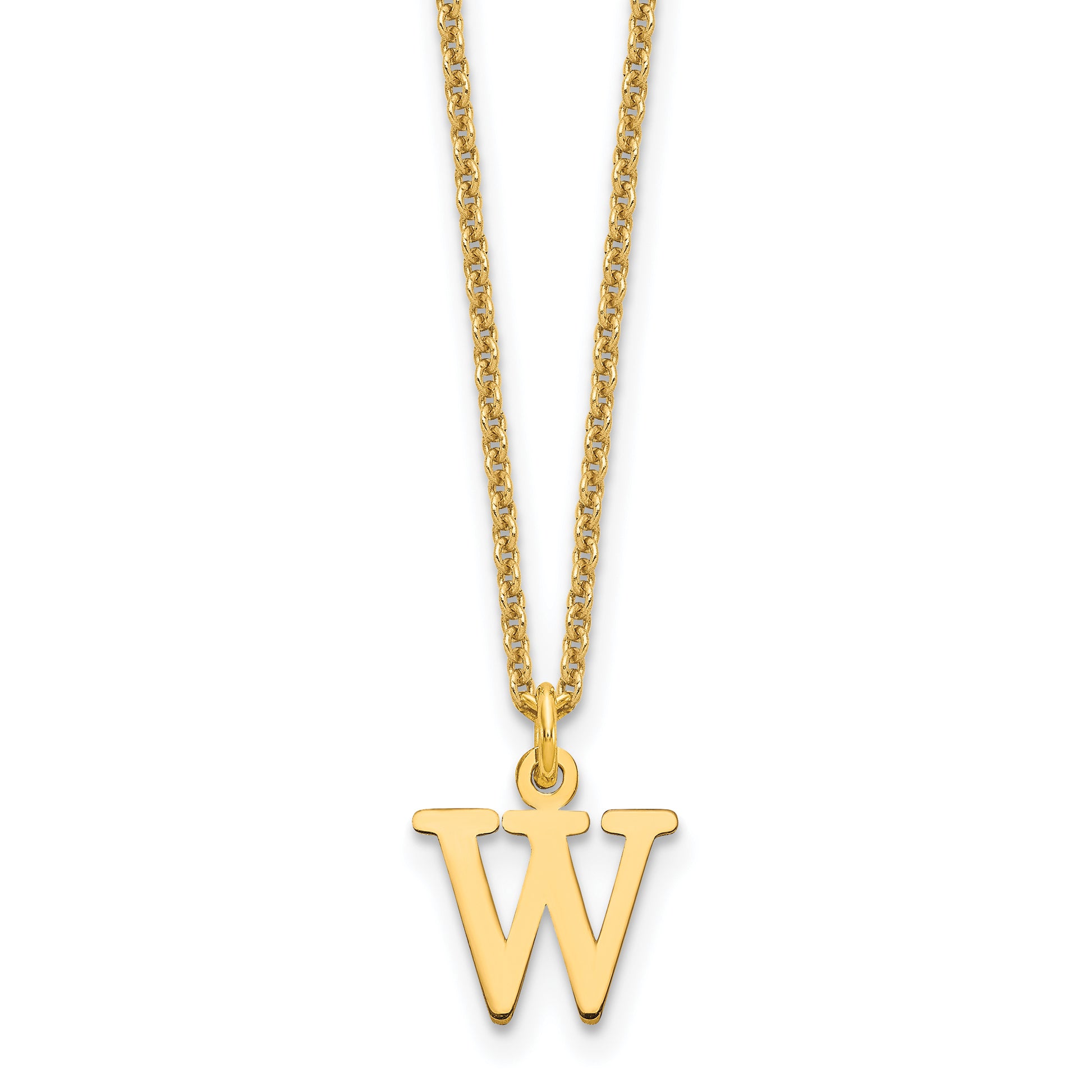 14K Yellow Gold 14Ky Cutout Letter W Initial Necklace