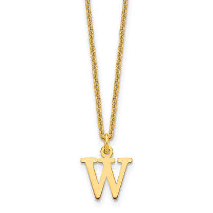 14K Yellow Gold 14Ky Cutout Letter W Initial Necklace