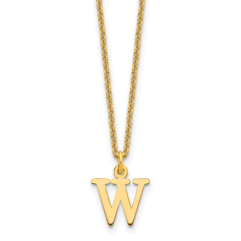 14K Yellow Gold 14Ky Cutout Letter W Initial Necklace