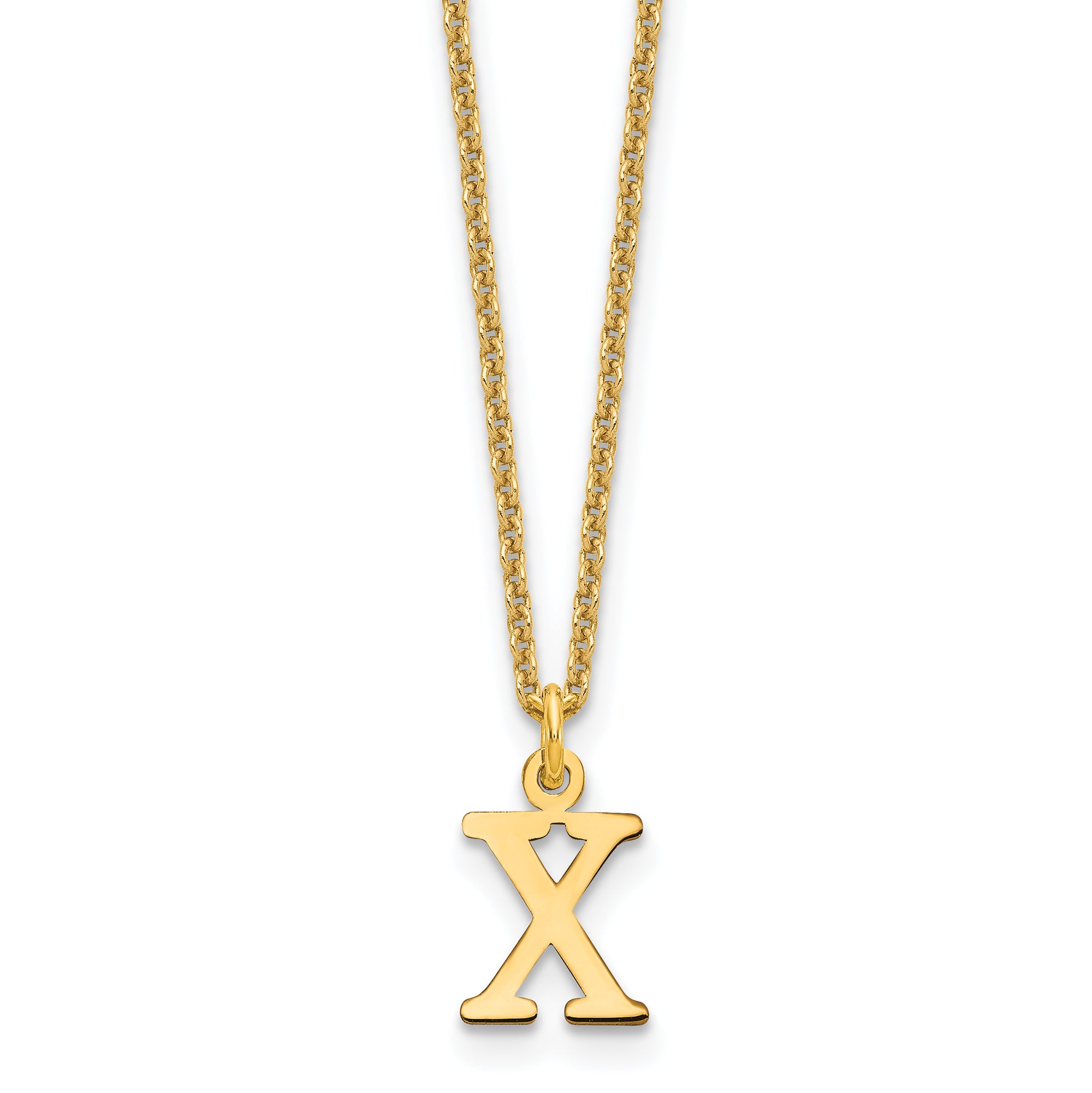 14K Yellow Gold 14Ky Cutout Letter X Initial Necklace