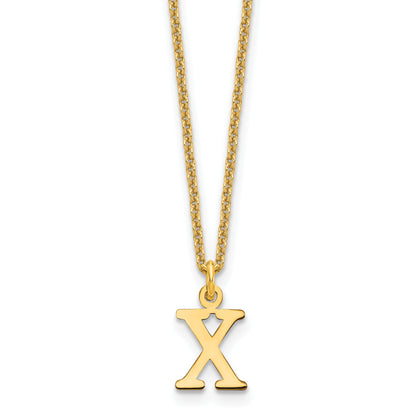 14K Yellow Gold 14Ky Cutout Letter X Initial Necklace