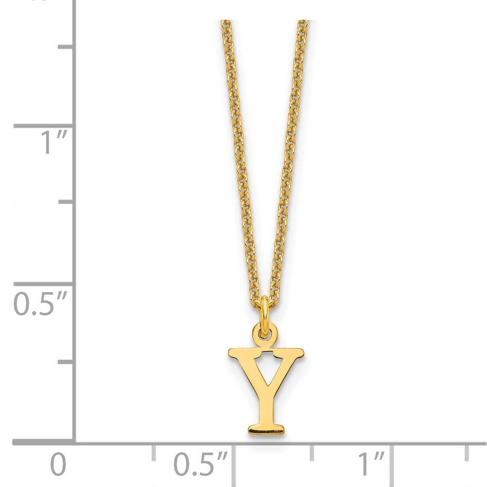 14K Yellow Gold 14Ky Cutout Letter Y Initial Necklace
