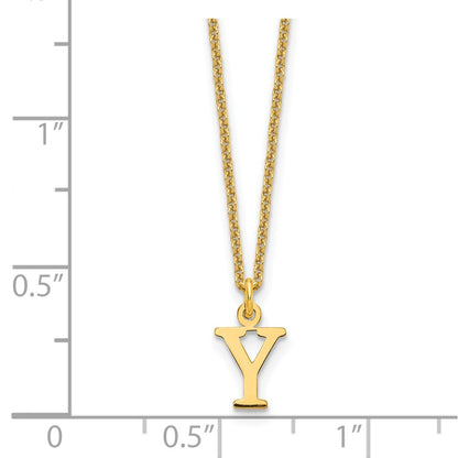 14K Yellow Gold 14Ky Cutout Letter Y Initial Necklace