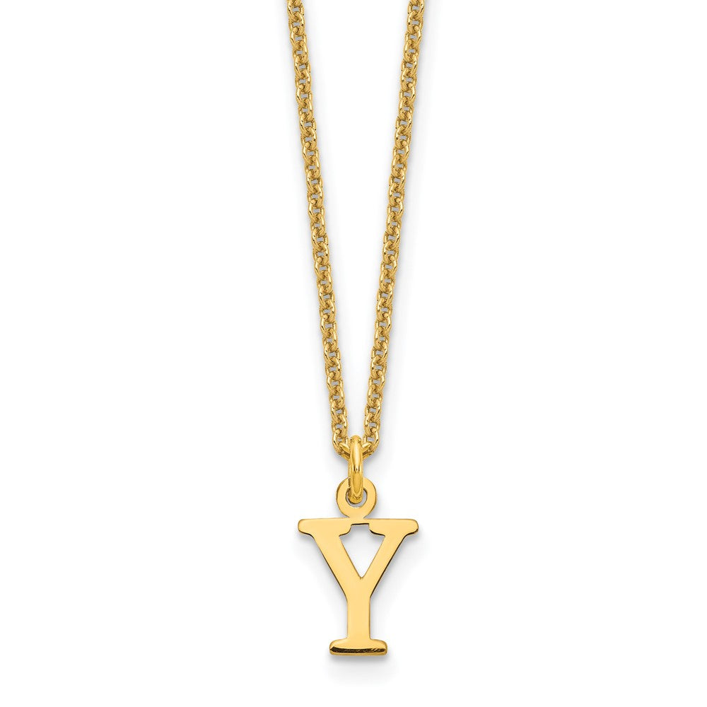 14K Yellow Gold 14Ky Cutout Letter Y Initial Necklace