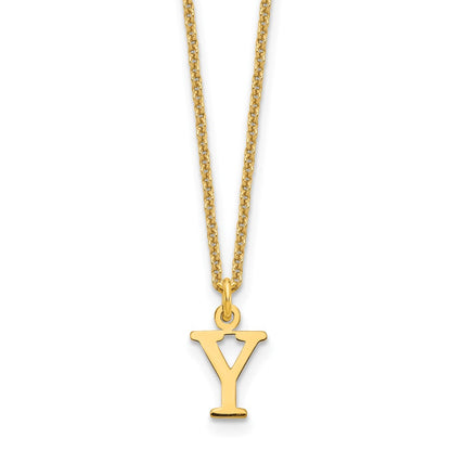 14K Yellow Gold 14Ky Cutout Letter Y Initial Necklace