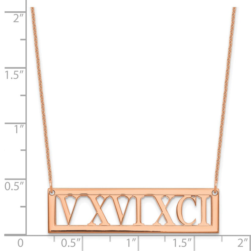 14K Rose Gold Roman Numeral Bar Necklace
