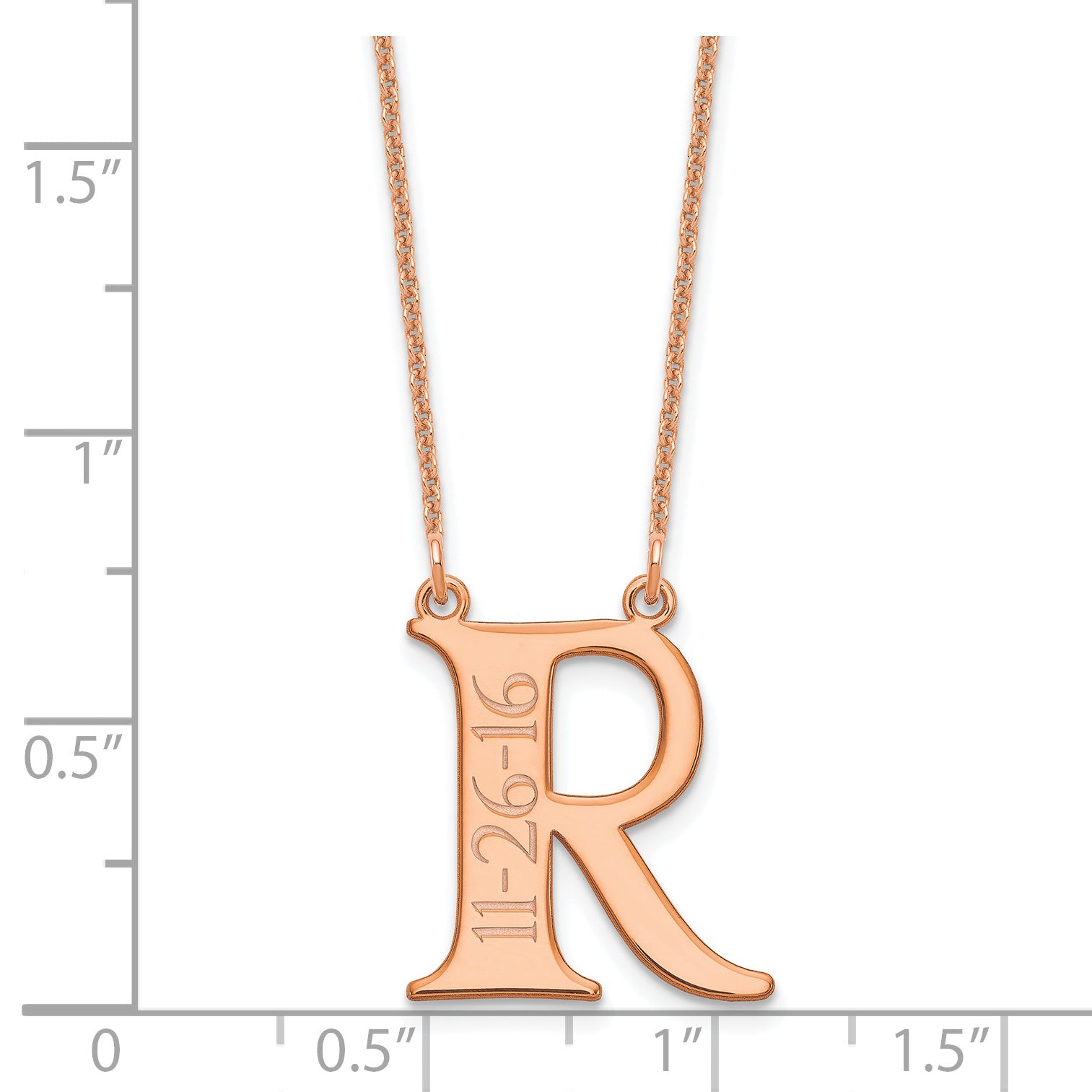 14K Rose Gold Initial And Date Necklace