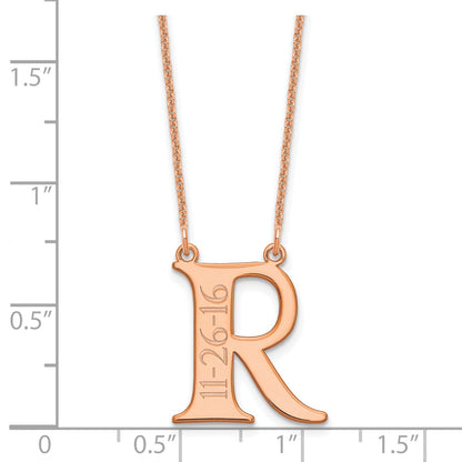 14K Rose Gold Initial And Date Necklace