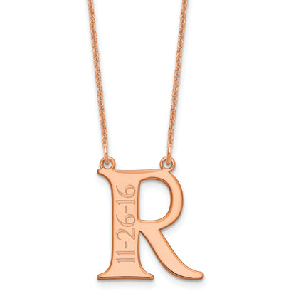 14K Rose Gold Initial And Date Necklace