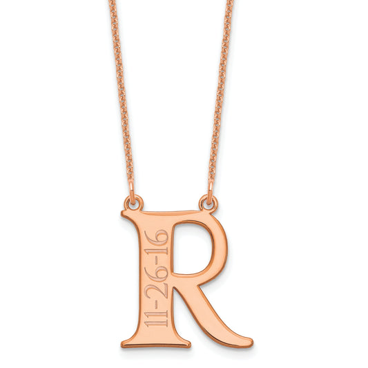 14K Rose Gold Initial And Date Necklace