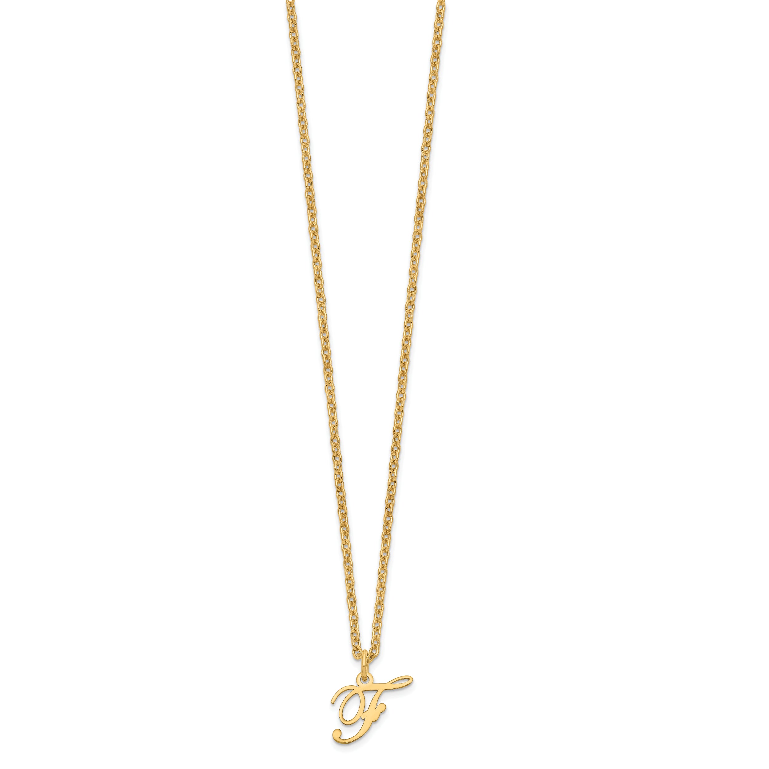 Gold Plated Sterling Silver Letter F Initial Necklace