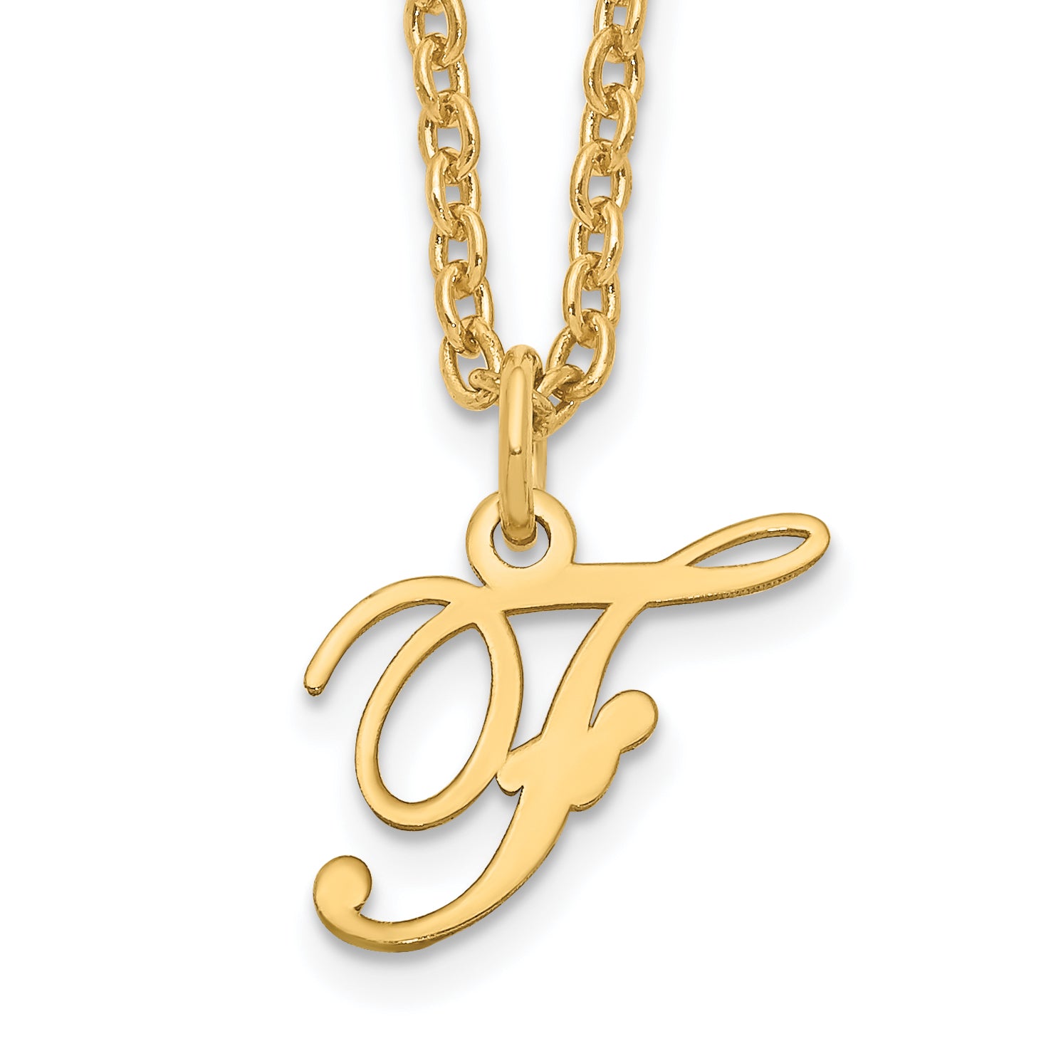 Gold Plated Sterling Silver Letter F Initial Necklace