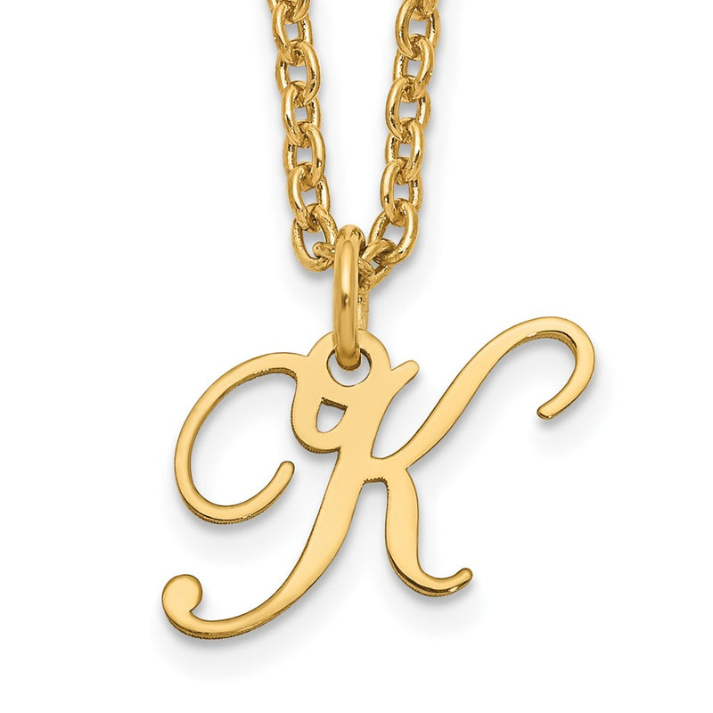 Gold Plated Sterling Silver Letter K Initial Necklace